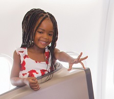 little girl in plane