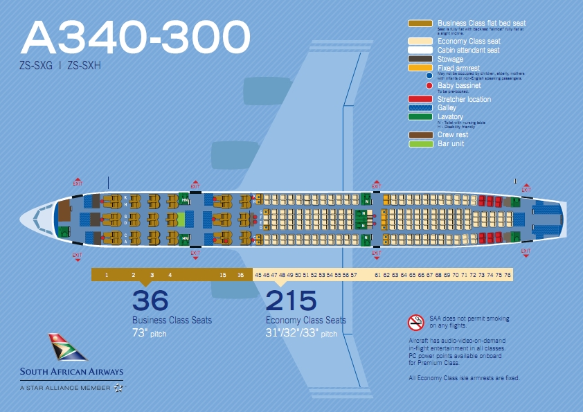 南非航空的空客A340-300座位图 (2)